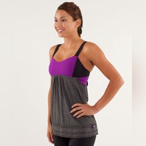 Women’s Lululemon Run: Back On Track Tank Top Black Tender Violet Grey 8 EUC